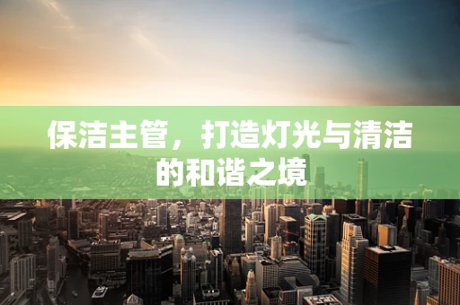 保洁主管，打造灯光与清洁的和谐之境