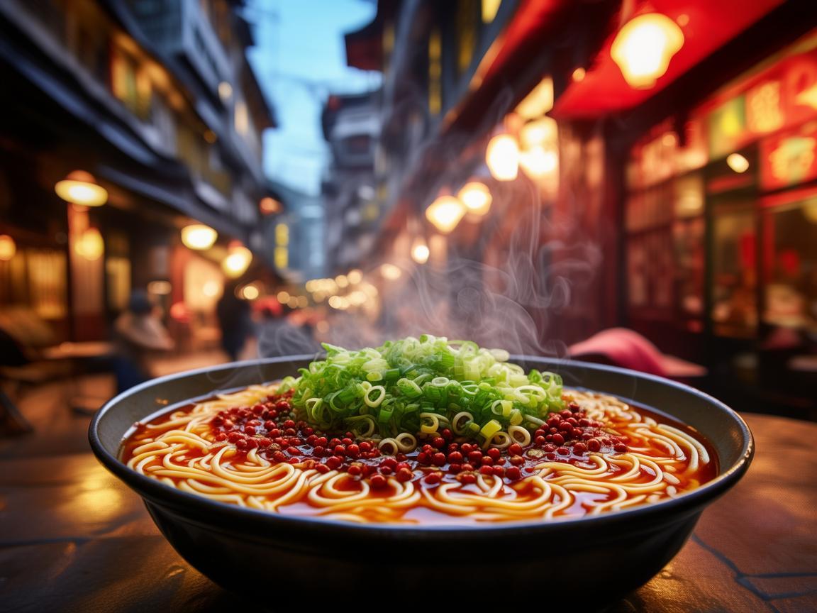 灯光下的重庆小面风情