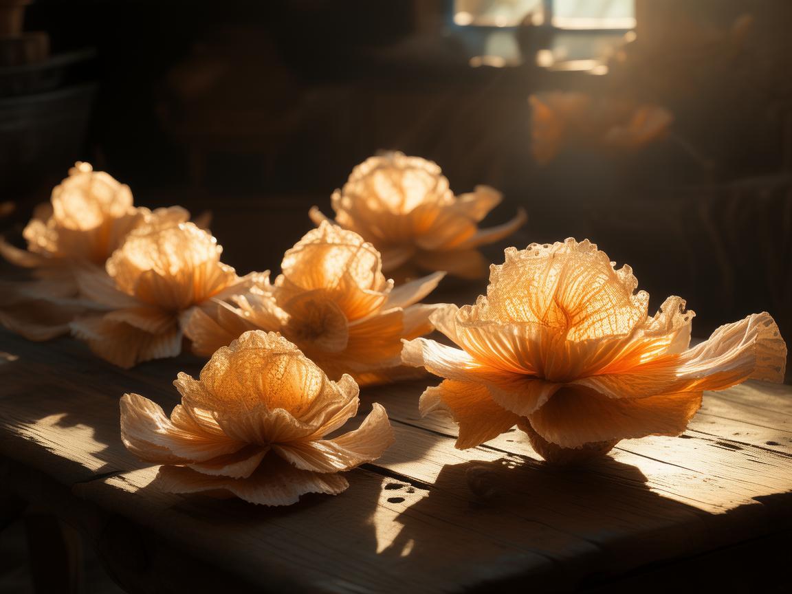 灯光下的花卷，光影交织的独特魅力