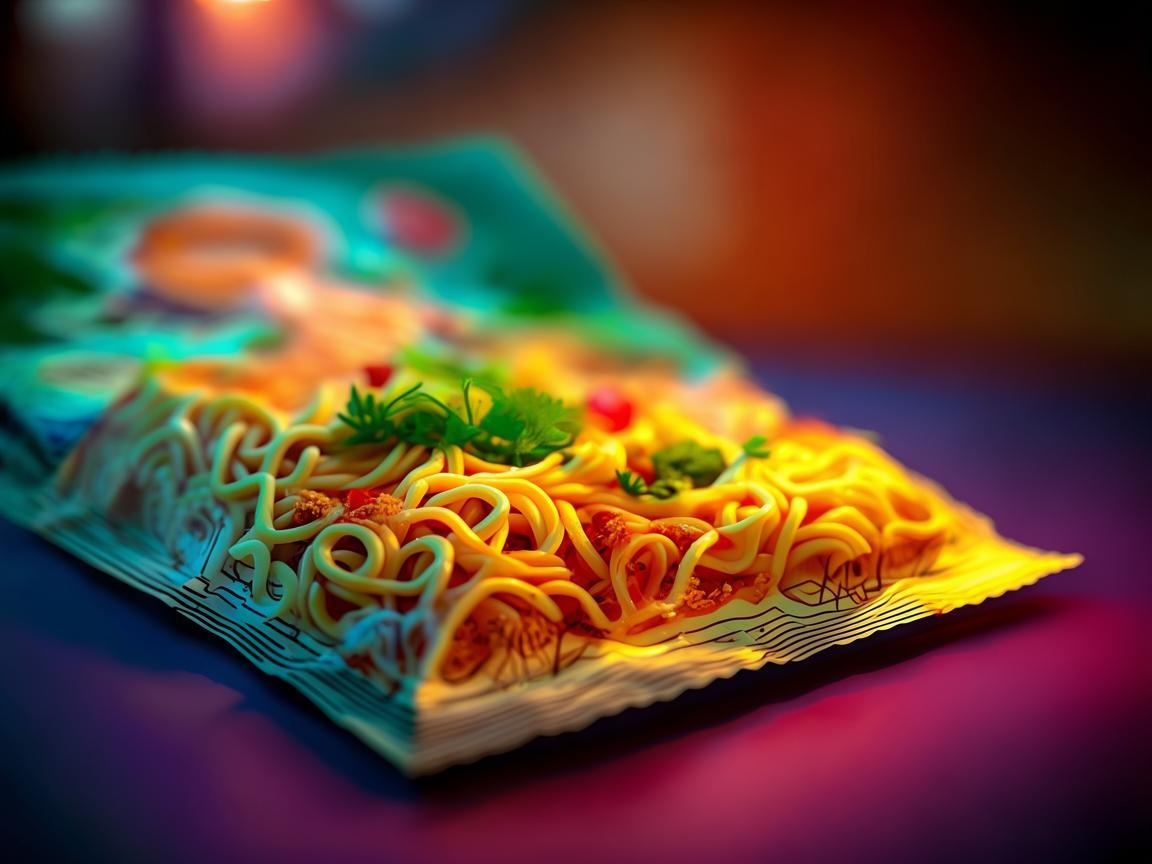 方便面调料包，灯光下的味觉魔术