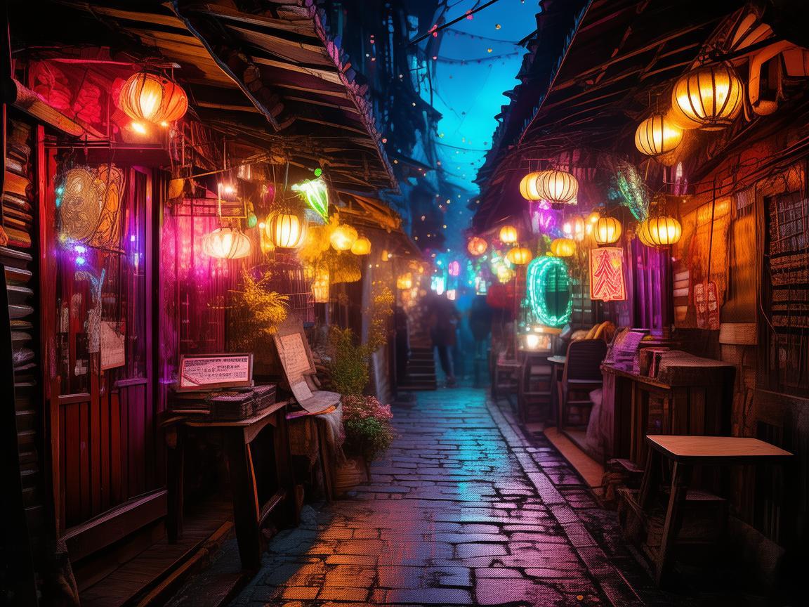 酒吧街灯光，点亮夜色的奇幻魔法