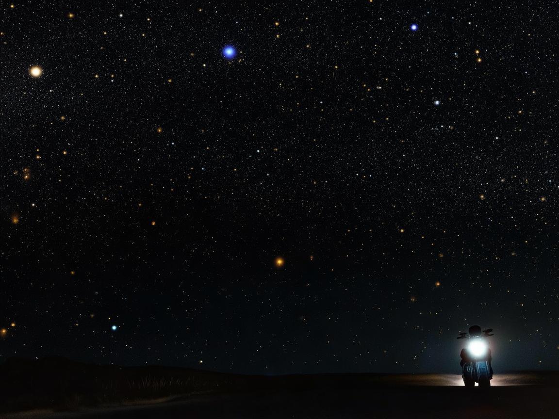 摩托灯光，暗夜飞驰的璀璨星光