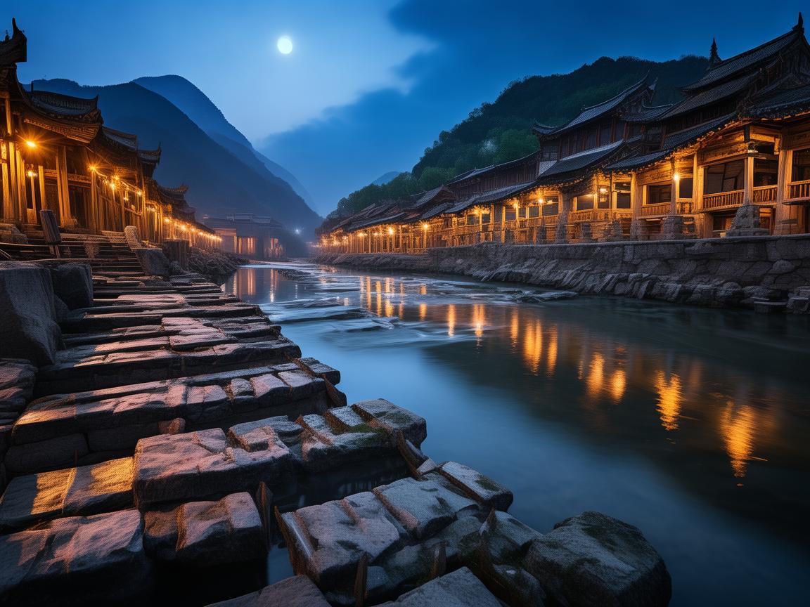 都江堰，灯光勾勒千年水利传奇