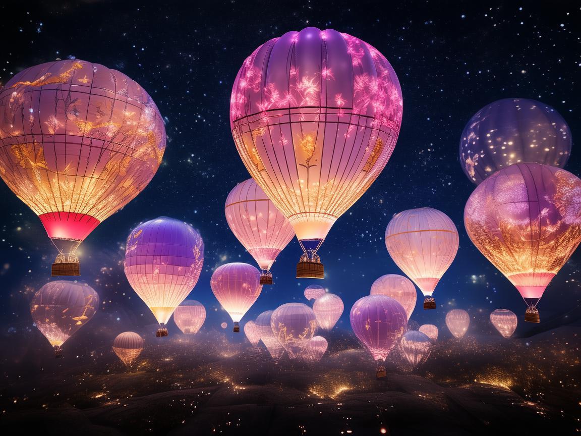 梦幻热气球灯光秀，点亮夜空中的奇幻之旅