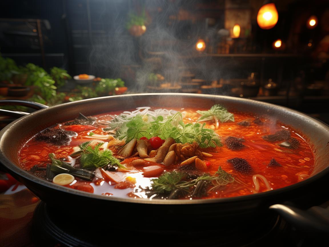 火锅底料，灯光下的味觉盛宴