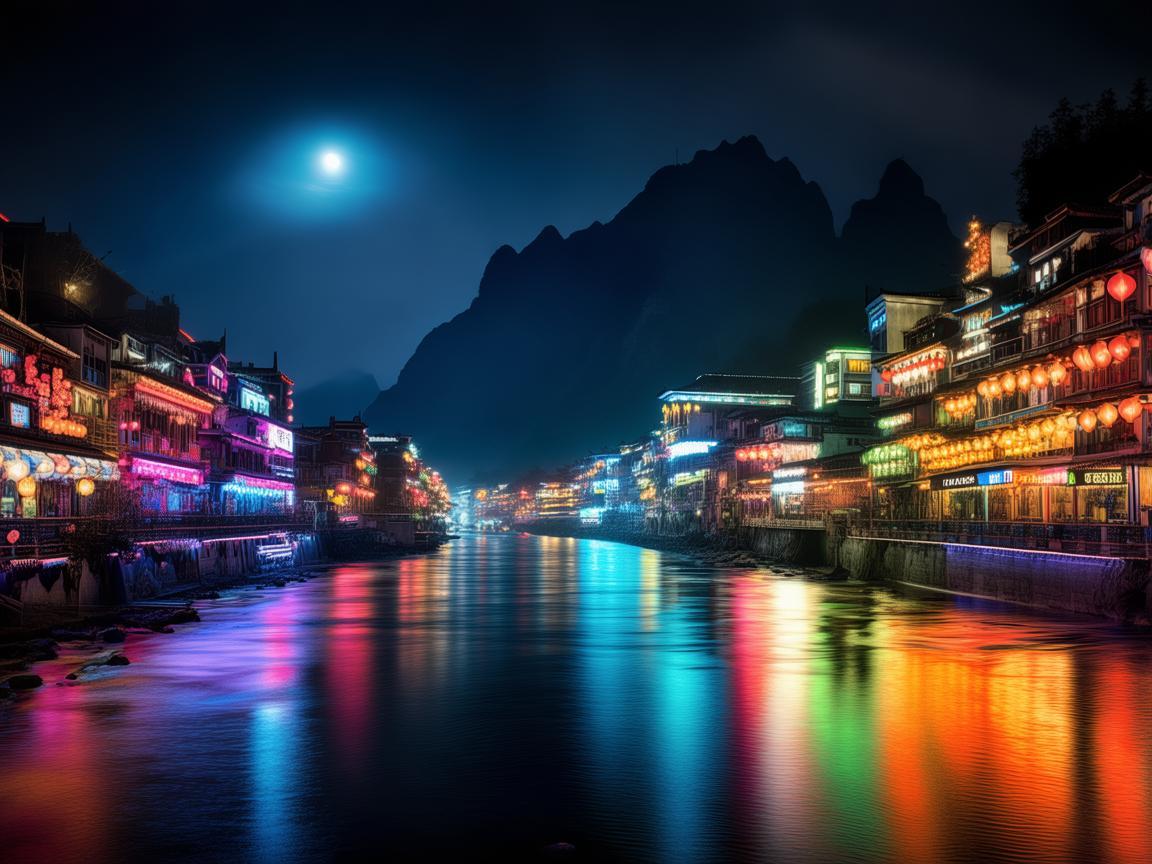 乐山夜色，光影交织的璀璨乐章