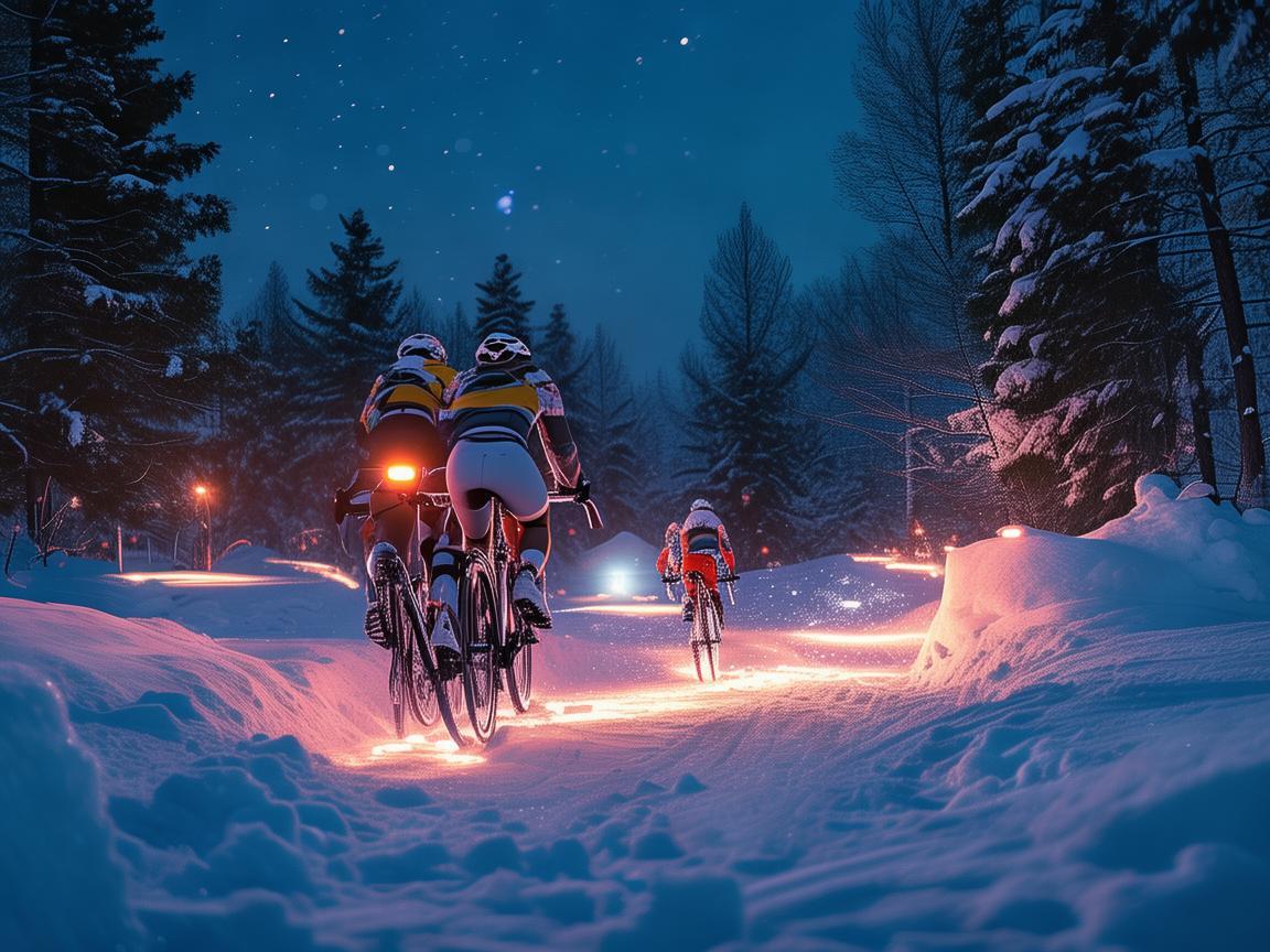 雪地自行车赛事，如何利用灯光设计提升夜间赛程体验？