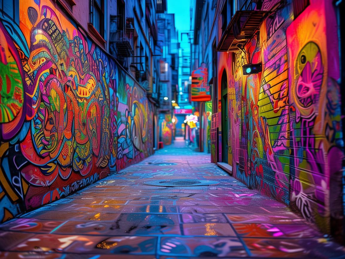 街头艺术，灯光交织的璀璨乐章