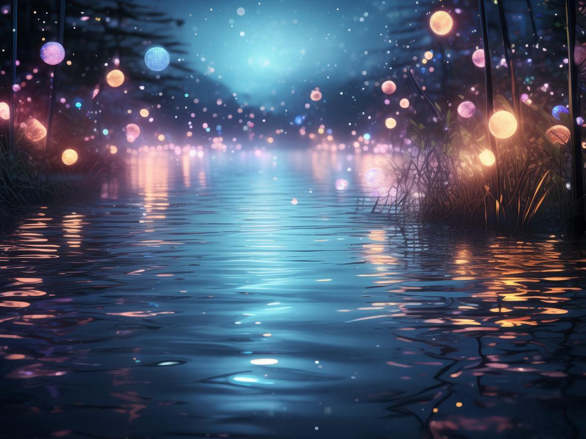 如何在平湖的夜景中打造梦幻般的灯光效果？