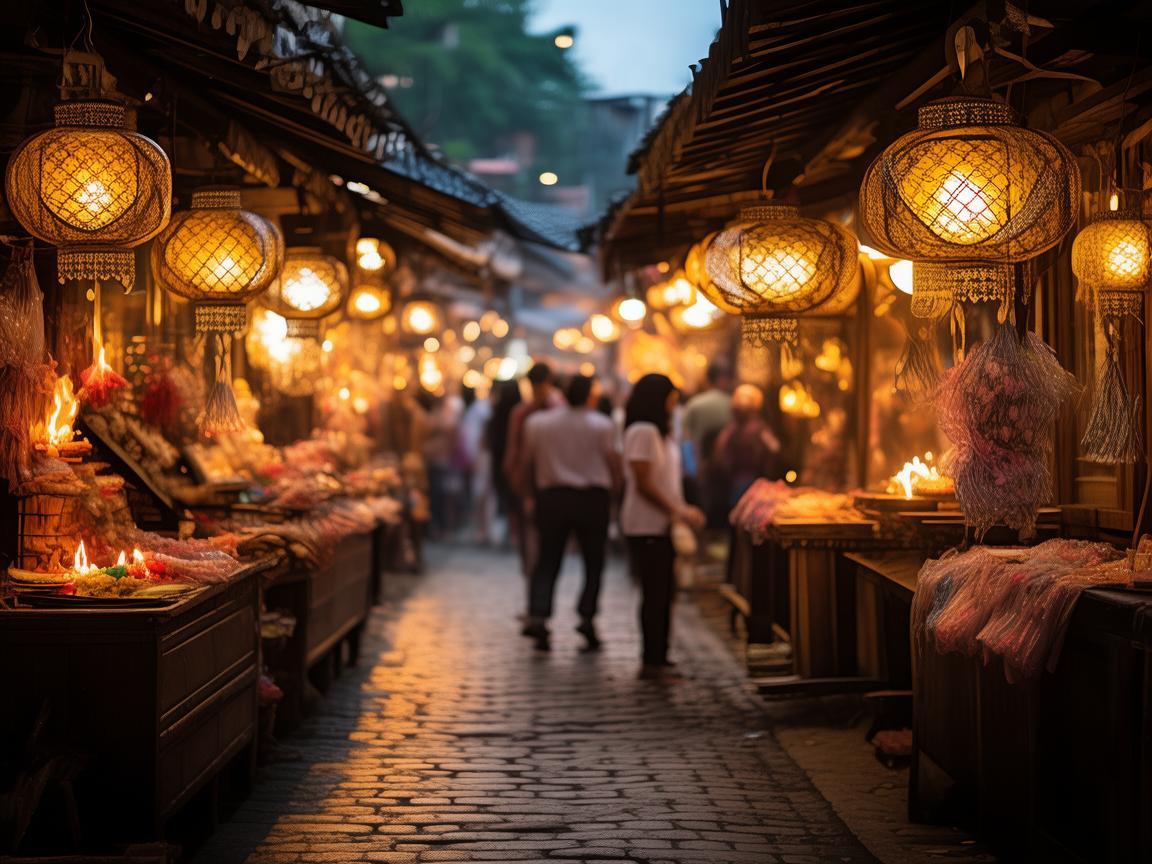 夜市摊的灯光布局，如何用光影营造氛围？