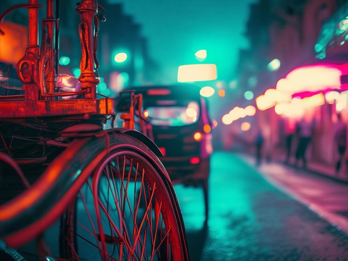 三轮车，城市夜色中的灵动光影
