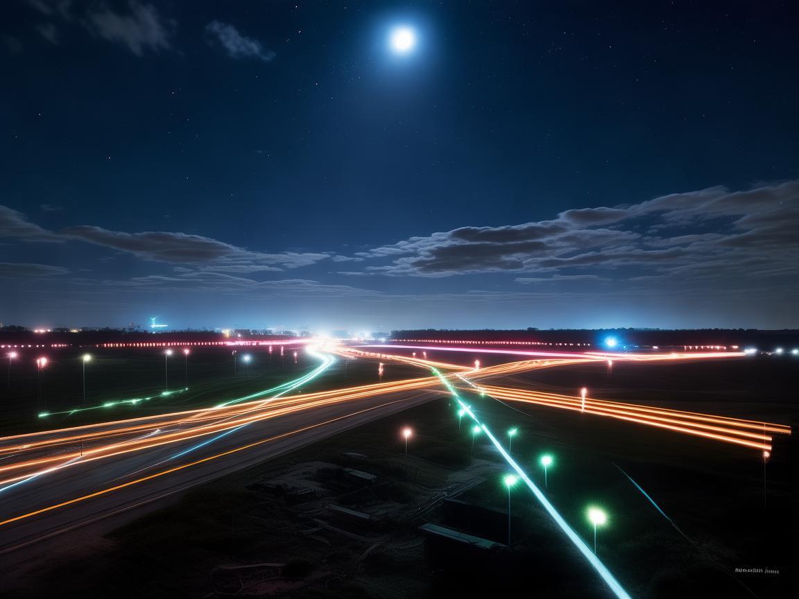 空军基地的夜空，如何用灯光设计增强空中防御的视觉效果？