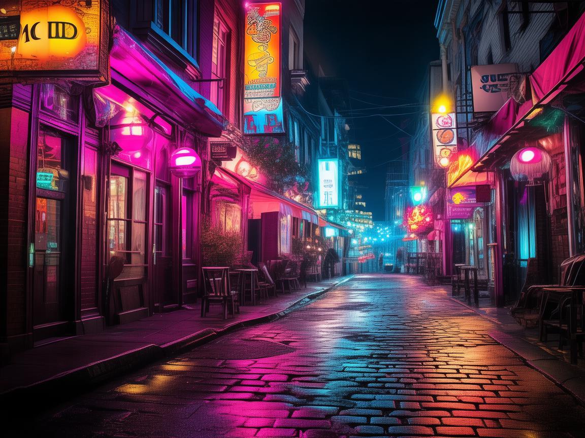 酒吧街霓虹灯，点亮城市夜之魅
