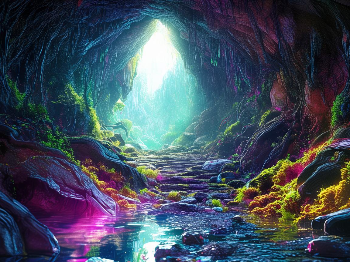 山洞洞口的光影奇幻之旅