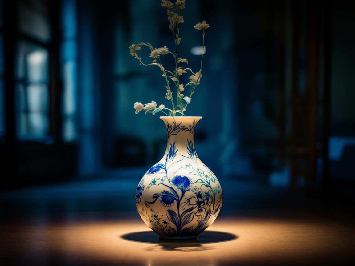 灯光下的花瓶艺术，如何通过光影展现其独特魅力？