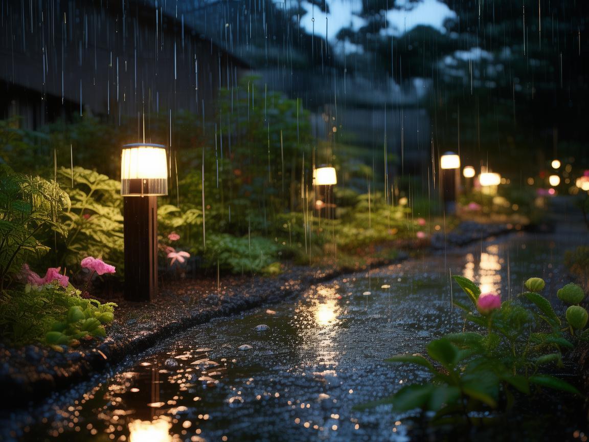 雨水如何影响户外灯光设计的布局与效果？