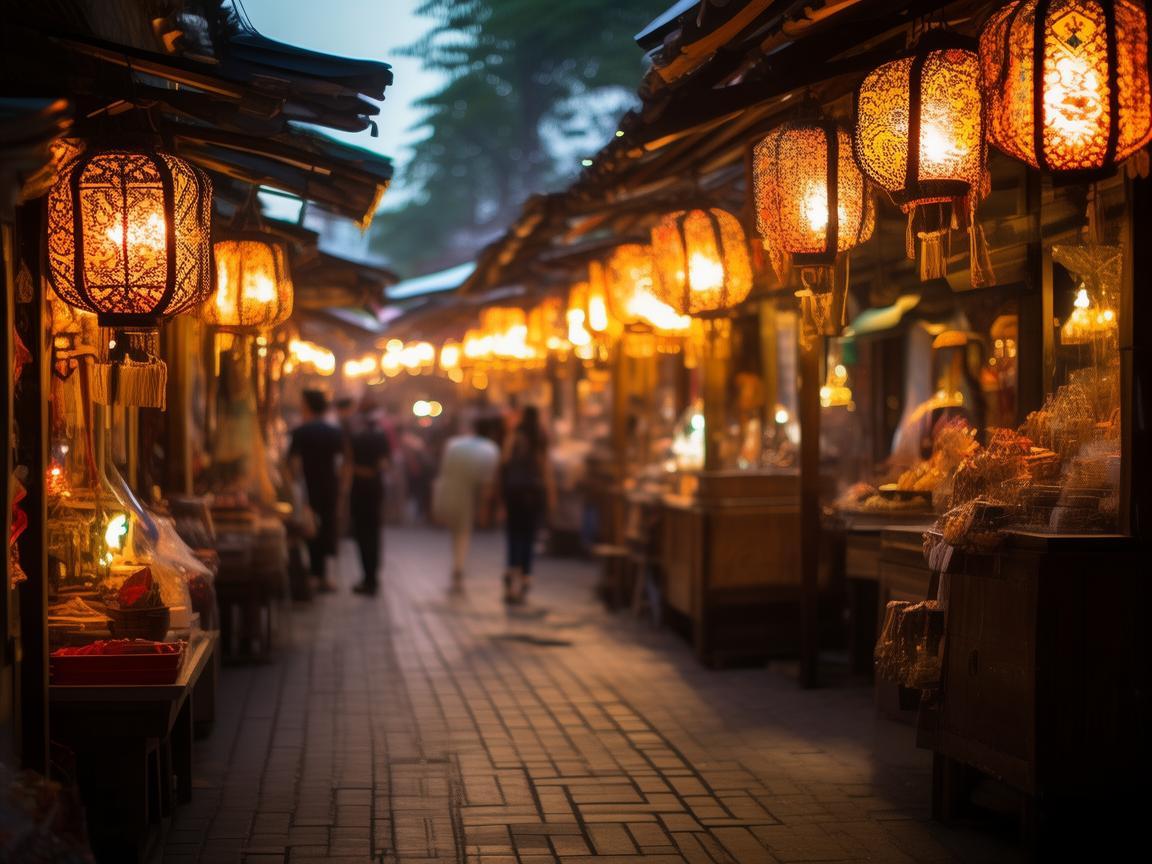 夜市摊的灯光布局，如何用光影营造氛围？