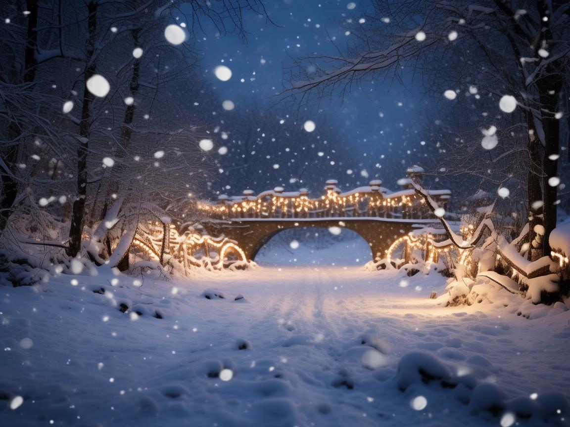 雪天之下，灯光勾勒别样景致