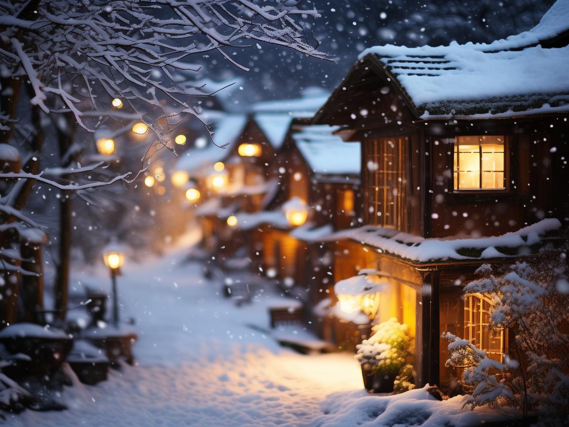 小雪时节，灯光勾勒别样景致