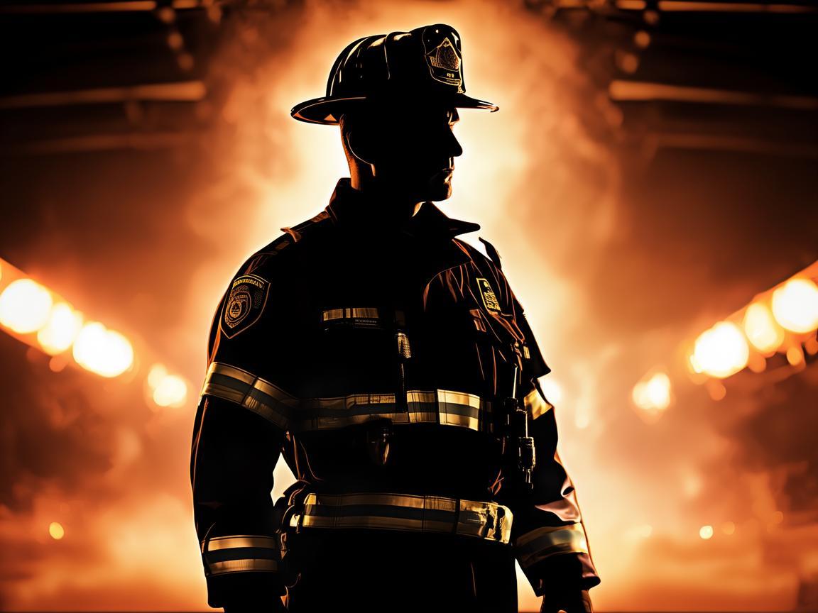 消防队长，灯光下的无畏守护者
