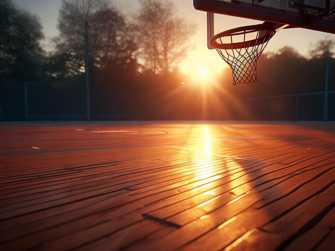 篮球场篮筐下的光影魅力