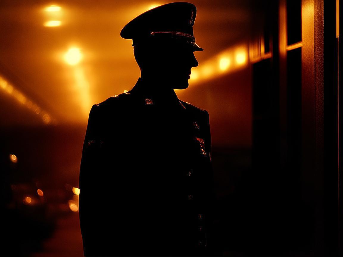 灯光下的军官风采
