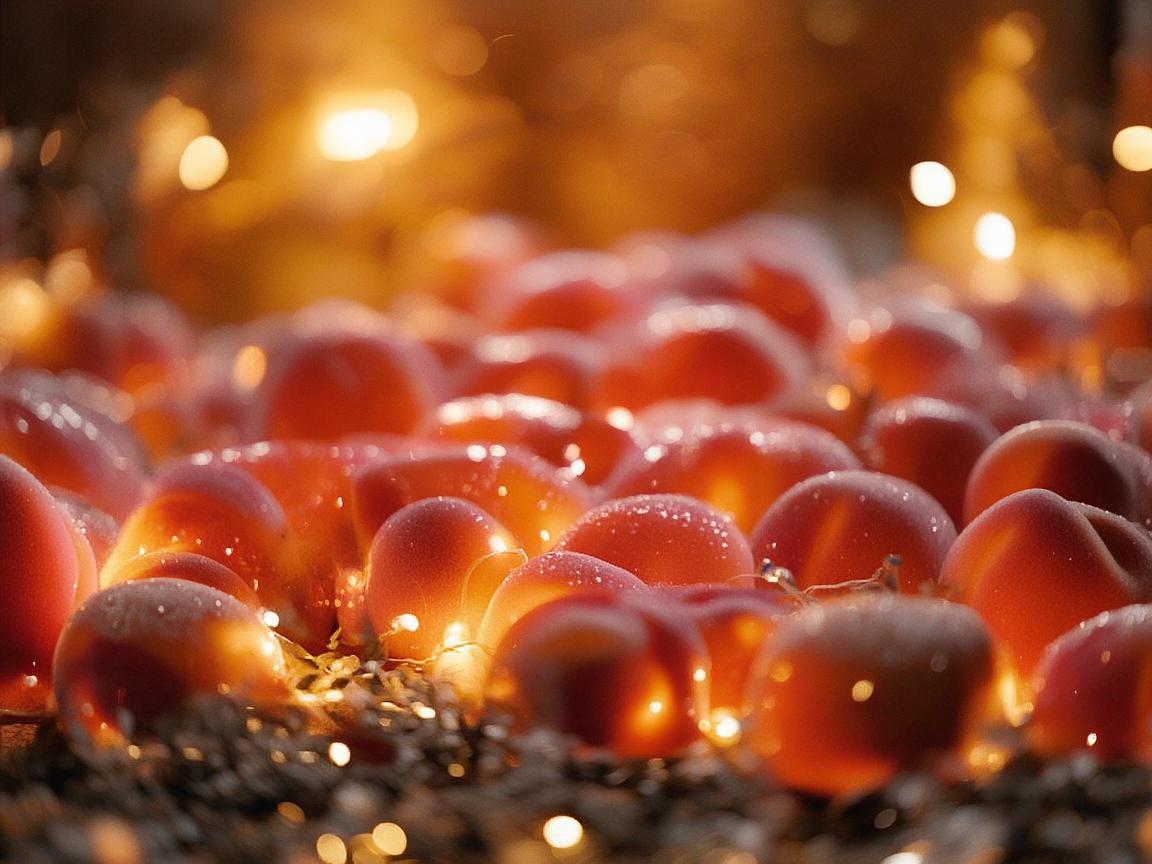 桃果熠熠，灯光下的甜蜜幻梦